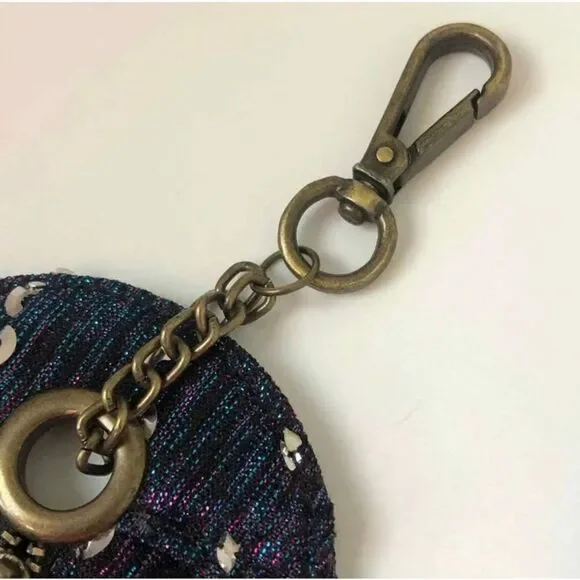 New Free People Coin Purse Key Pouch Black Sequin Zip NWT and NWOT - Picture 4 of 5